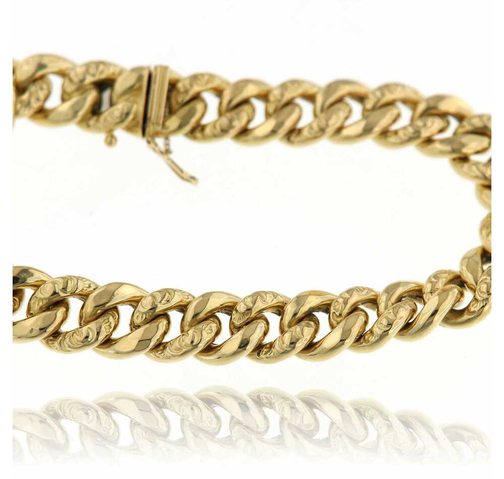 Yellow gold gourmet bracelet hollow links