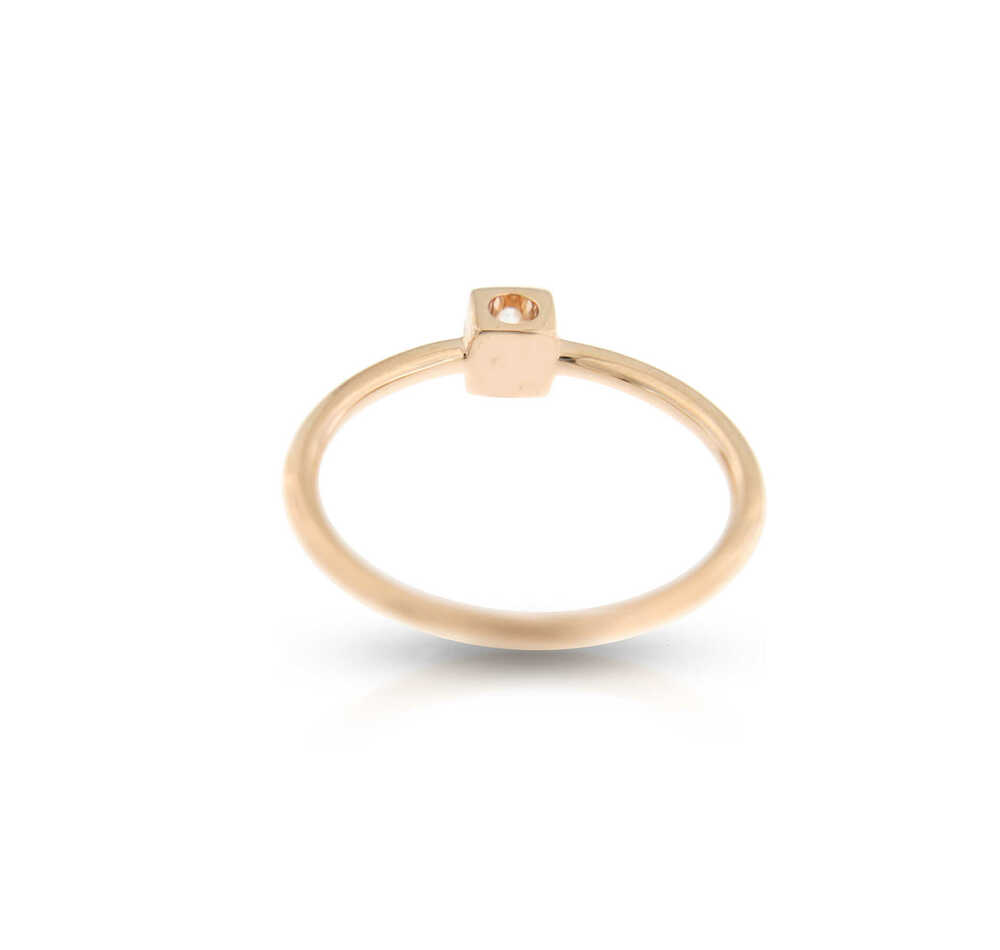 Le Cube Diamant roze gouden ring met 1 briljant