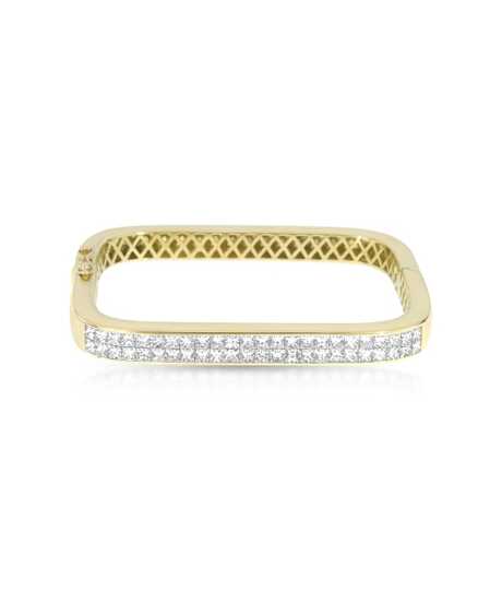 Yellow gold rectangular slave bracelet with princess diamonds