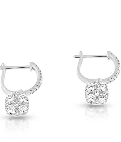 Earrings with square pendants 0.76 ct brilliants