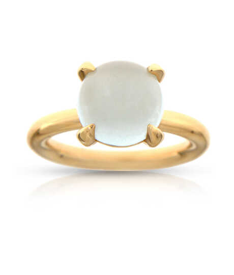 Ring pink gold with Aquamarine cabochon