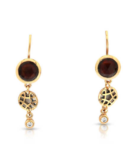 Earrings hessonite   champaign brilliant pink gold