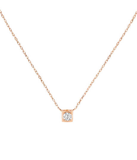 Le Cube Diamant necklace in pink gold with 1 brilliant