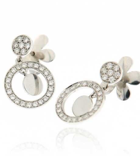 Earrings white gold circles with brilliants
