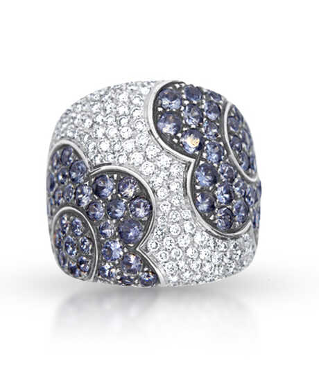 Pasquale Bruni ring in witgoud met briljanten en blauwe saffieren