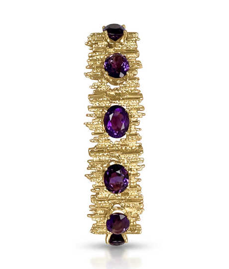 Geelgouden vintage armband met 11 ovalen amethisten