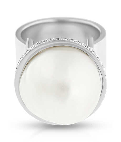 Bague or blanc avec perle South-Sea