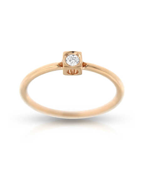 Le Cube Diamant, rose gold ring with one brilliant