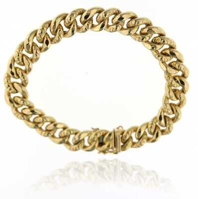 Yellow gold gourmet bracelet hollow links
