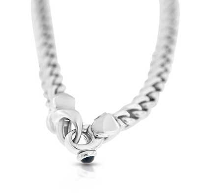White gold necklace, square woven links