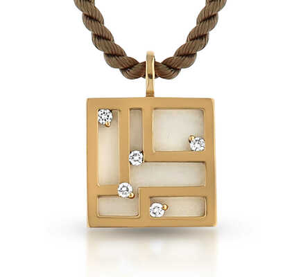 Graphique pendant pink gold with diamonds