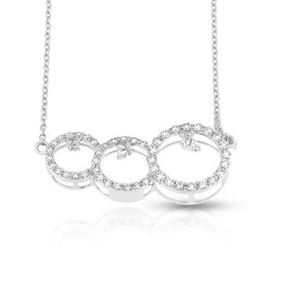Necklace white gold 3 circles 0.72 ct brilliants