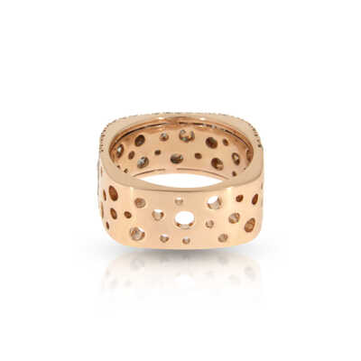 Square pink gold ring with cognac brilliants