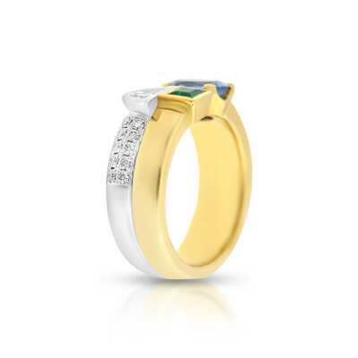 Bague bicolore artisanat en or jaune et blanc 18 carats.