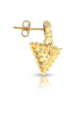 Yellow gold earrings triangular with 48 diamonds