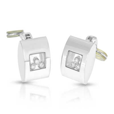 White gold earrings Chopard Happy Diamond 6 diamonds