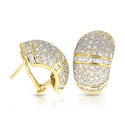 Yellow gold earrings with brilliants pavé