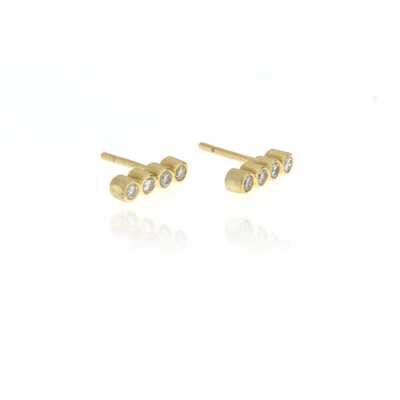 Earrings in yellow gold with 8 diamonds