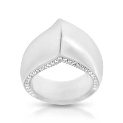Signature Drop Ring Large with Pavé Line