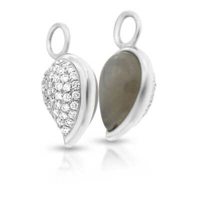 Pendants for Earrings Doubledrop Cashmere Moonstone and  Diamond Pavé
