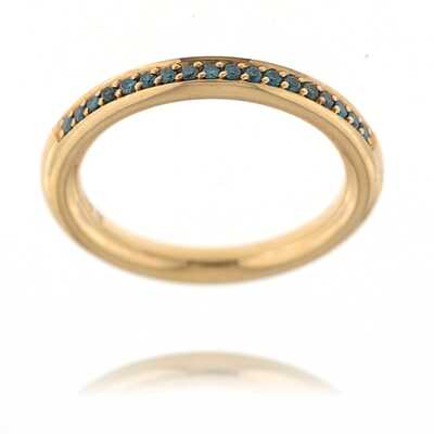 Stax sliding ring pink gold with blue diamond