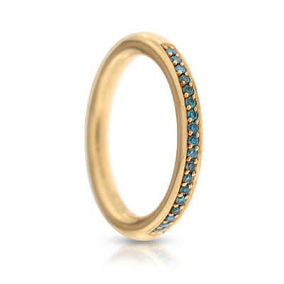 Stax sliding ring pink gold with blue diamond