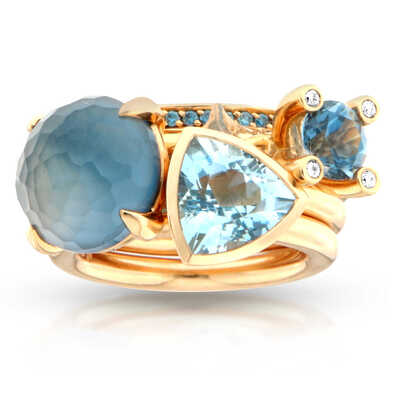 Phlox ring in rose gold with Topaz London Blue