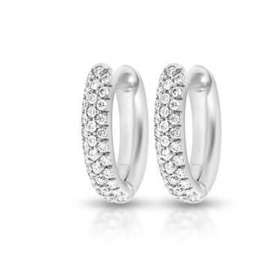 Creoles white gold 18 kt with diamonds