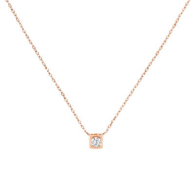 Le Cube Diamant necklace pink gold and diamond