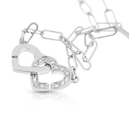 Double Cours R9 chain necklace white gold and diamonds