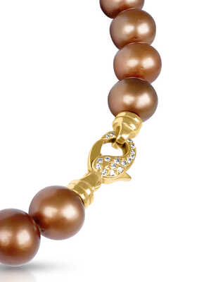 Necklace with 29 round Tahitian pearls and yellow gold clasp set with diamonds