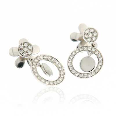 Earrings white gold circles with brilliants