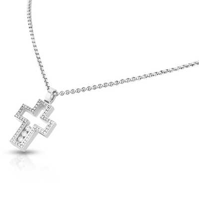 Chopard witgouden halsketting met kruis 'Happy diamonds'