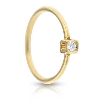 Le Cube Diamant rose gold ring with 1 brilliant