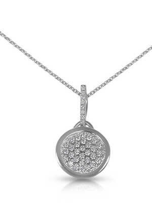 Circle pendant white gold with pavé diamonds