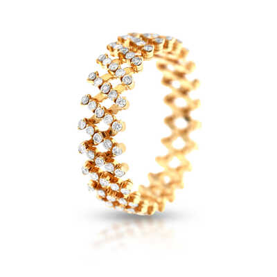 Flexible bracelet / ring pink gold with diamonds