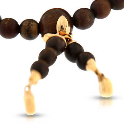 India Armband en Ketting in Agar Wood met rozegouden elementen