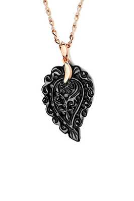 India Leaf Pendant Small Black Onyx