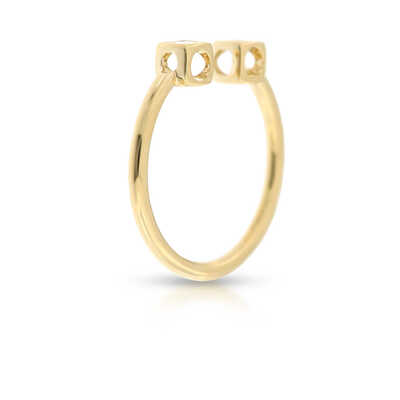 Le Cube Diamant in geelgoud bezet met 2 diamanten