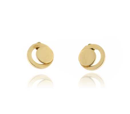 Pair of golden earrings in circle shape