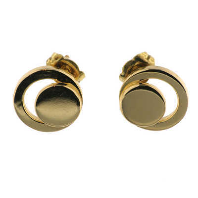 Pair of golden earrings in circle shape