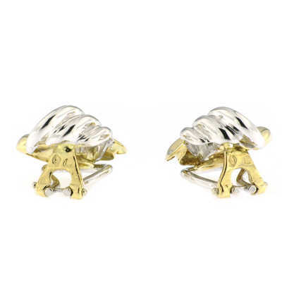 Earrings bicolor of a button with 3 rings