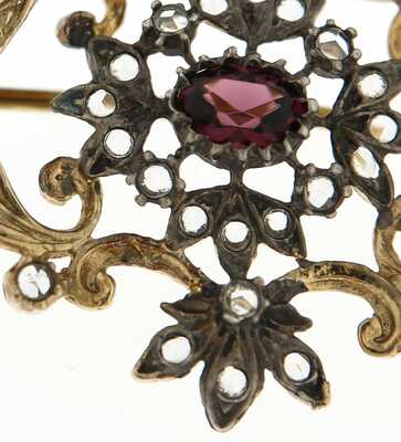 Antieke broche goud/zilver met spinel