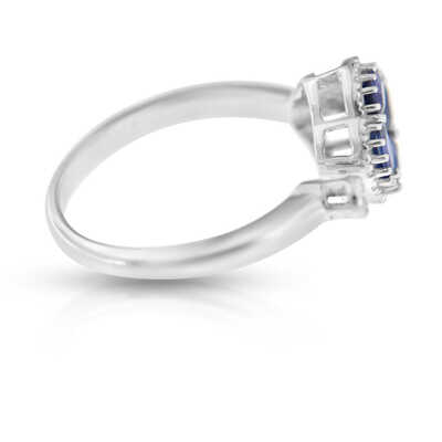 Nenuphar - Witgouden ring met saffieren en diamanten