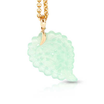 India Leaf Hanger Medium Groene Chalcedoon