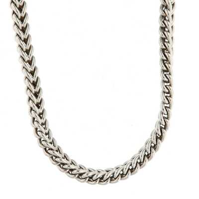 White gold necklace, square woven links