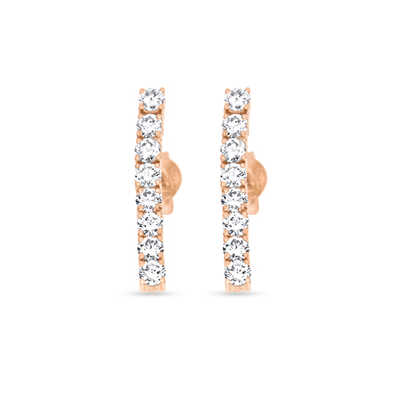 Rozegouden oorringen bezet met 16 briljanten en met flexibele onderkant