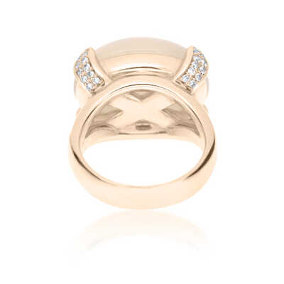 Bron ring in pink gold with white moonstone and diamonds - UNIQUE PIECE