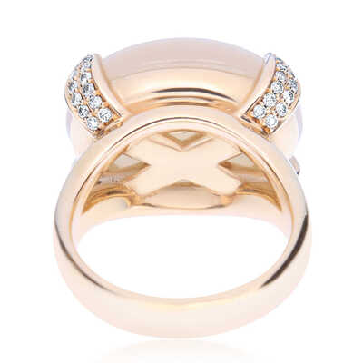 Bron ring in pink gold with white moonstone and diamonds - UNIQUE PIECE