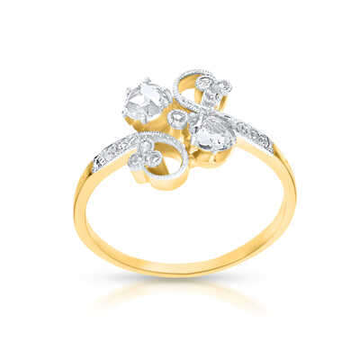 Art Nouveau ring with old-cut diamonds